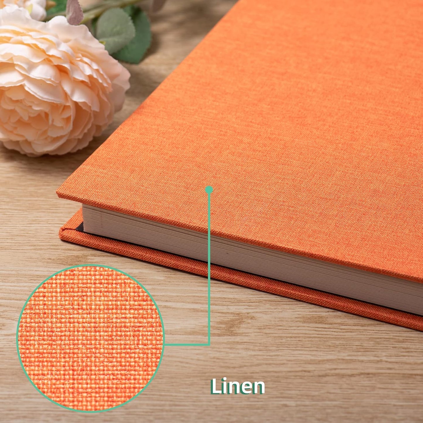 Large Photo Album Self Adhesive Scrapbook Album for 4×6 8×10 Pictures DIY Magnetic Linen Cover Album 60 Pages for Family Wedding Gifts with Metal Pen and Plastic Board