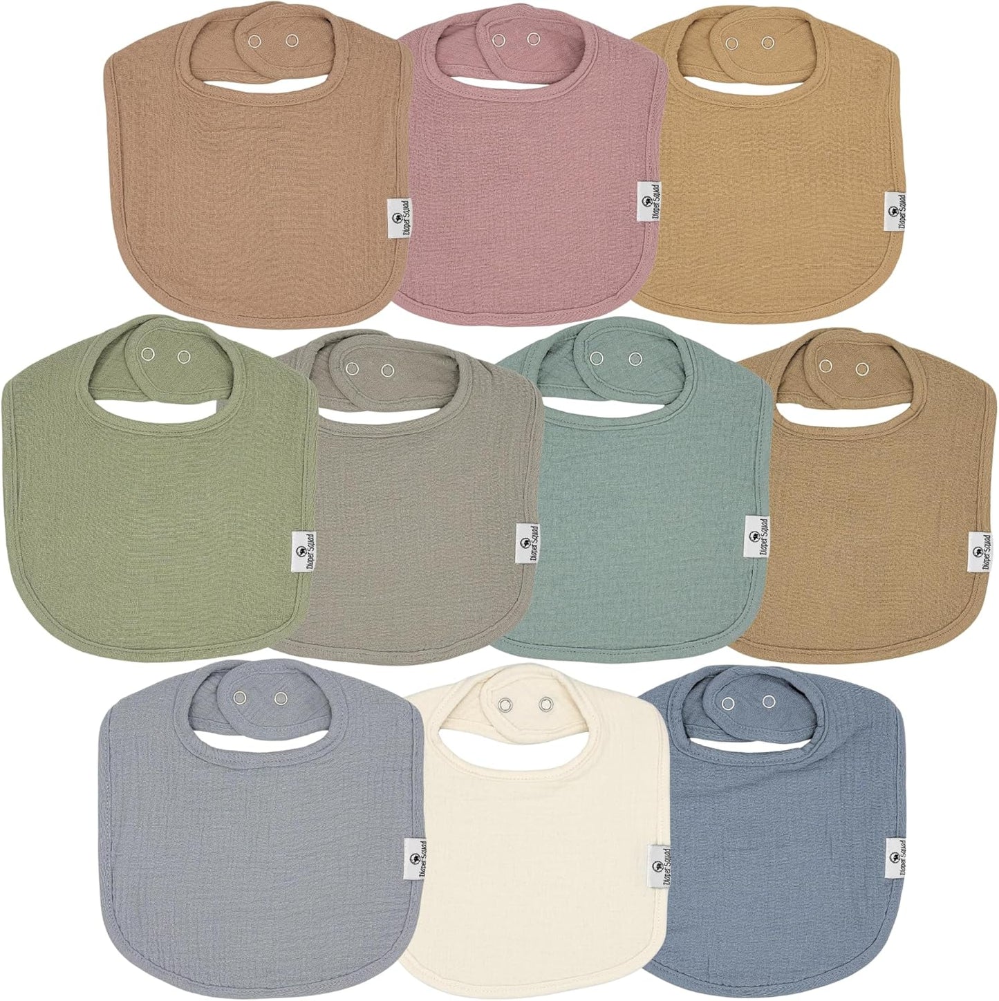 DiaperSquad's Baby Bibs for Drooling and Teething, Bibs for Boys, Baby Girl - Solid Cotton Baby Drool Bibs