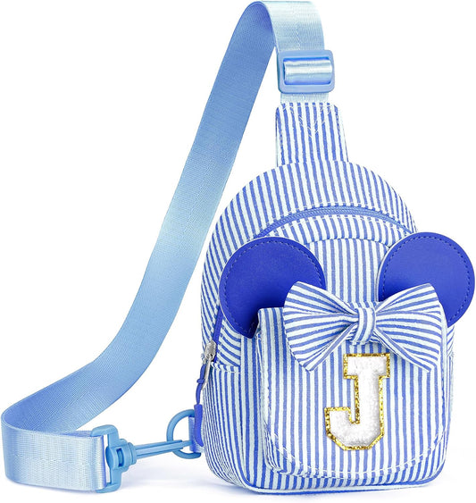 Girls Kids Sling Bag - Birthday Gifts for 4 5 6 7 8 9 Year Old Girls Purses for Kids Girl 8-12, Initial Small Sling Bag Belt Bags Gifts for Girl Kid (Blue J)