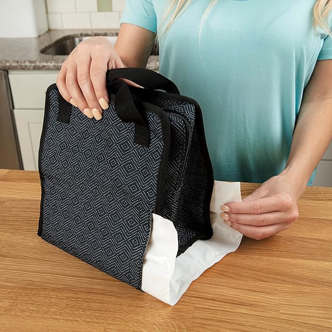Dr. Brown's Fold & Freeze Bottle Tote, Travel Baby Bottle Insulated Cooler Bag, Store Up to 6 Baby Bottles, Black, BPA Free