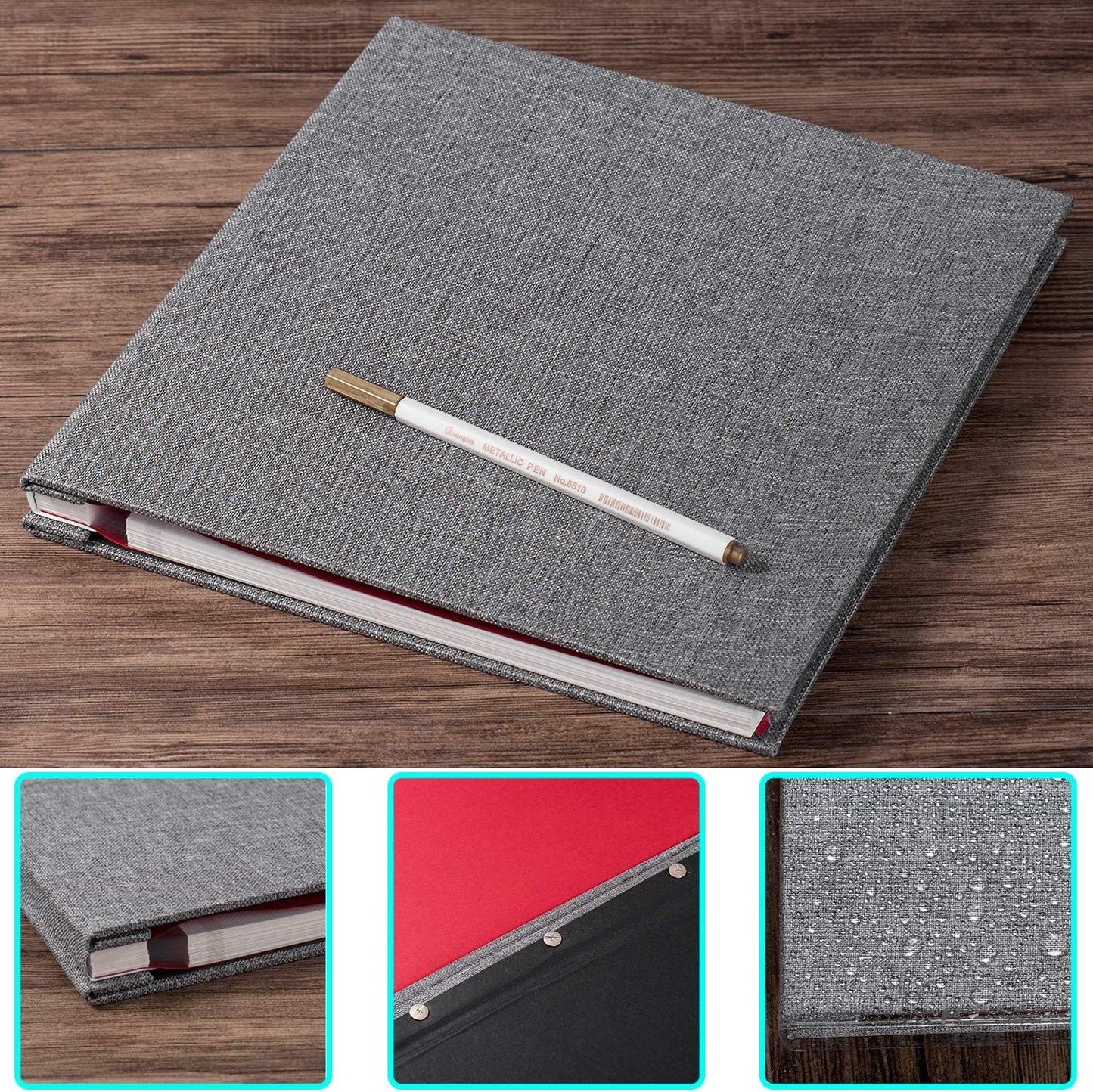 Photo Album Self Adhesive Scrapbook Album for 4×6 Pictures DIY Magnetic Linen Cover Album 30 Blank Pages Great Gift for Family, Wedding, Birthday, Christmas, Anniversary(Green)