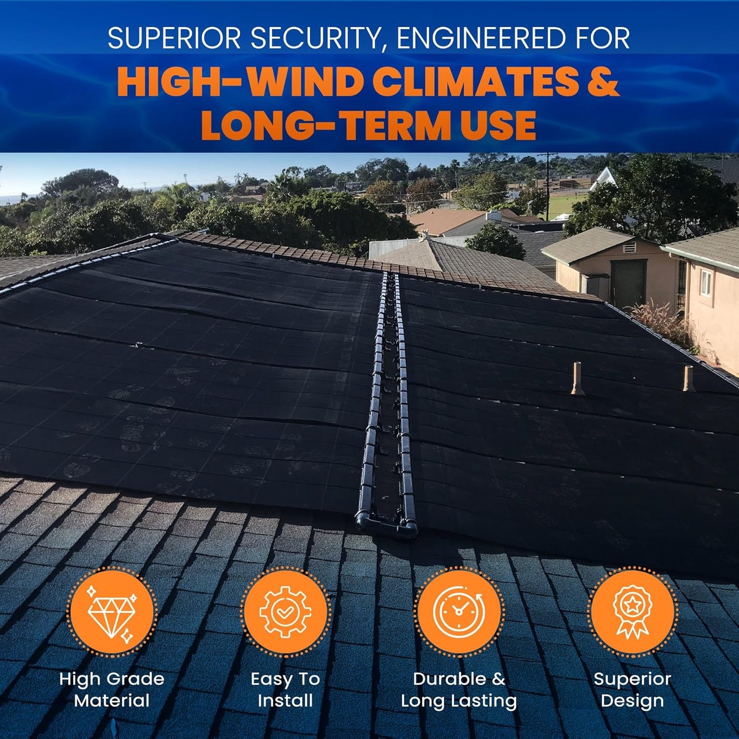Industrial Grade Solar Pool Heater DIY Kit - Superior High-Wind Strapless Mounting System & Maximum Freeze Resistance (2-4'x9.5' / 76 Square Feet)