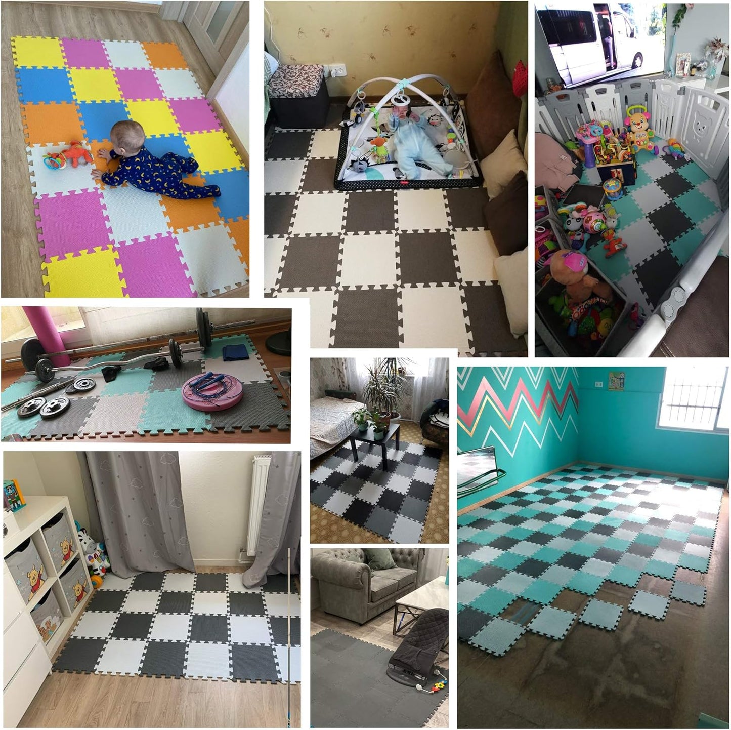 YIMINYUER® 20 Tiles (30cm×30cm×1cm Each Tile) Baby Soft Puzzle Play Mats, Kids Thick EVA Foam Floor, Toddlers & Children's Soft Interlocking Mat R04R12G301020