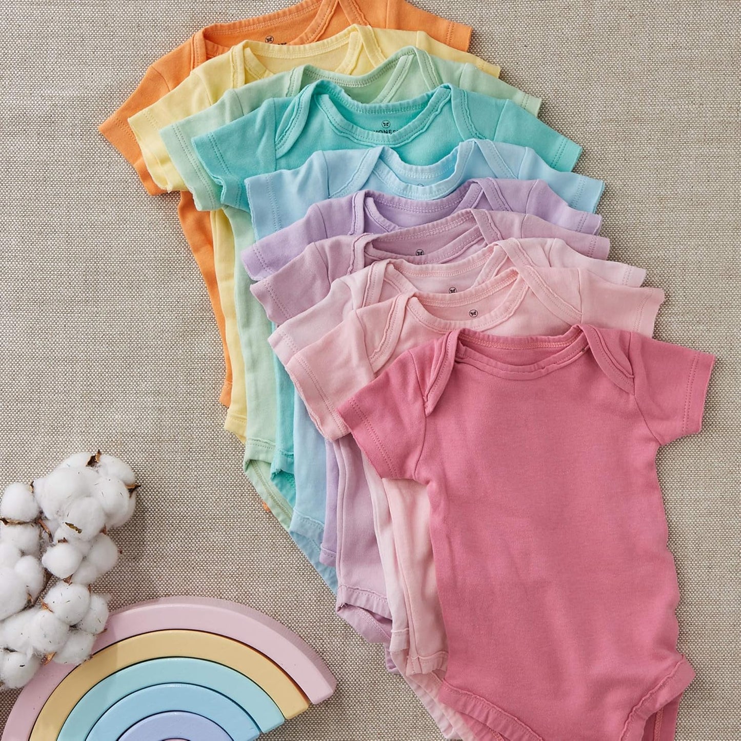 HonestBaby unisex-baby 10-pack Short Sleeve Bodysuits One-piece 100% Organic Cotton for Infant Baby Boys, Girls