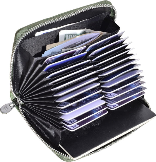 Easyoulife Genuine Leather Credit Card Holder Case RFID Travel Passport Wallet