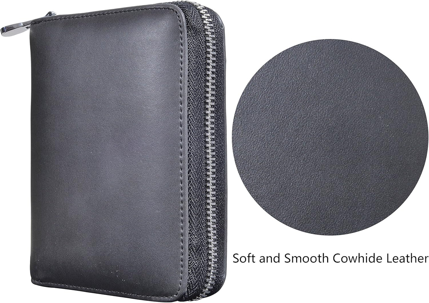 Easyoulife Genuine Leather Credit Card Holder Case RFID Travel Passport Wallet