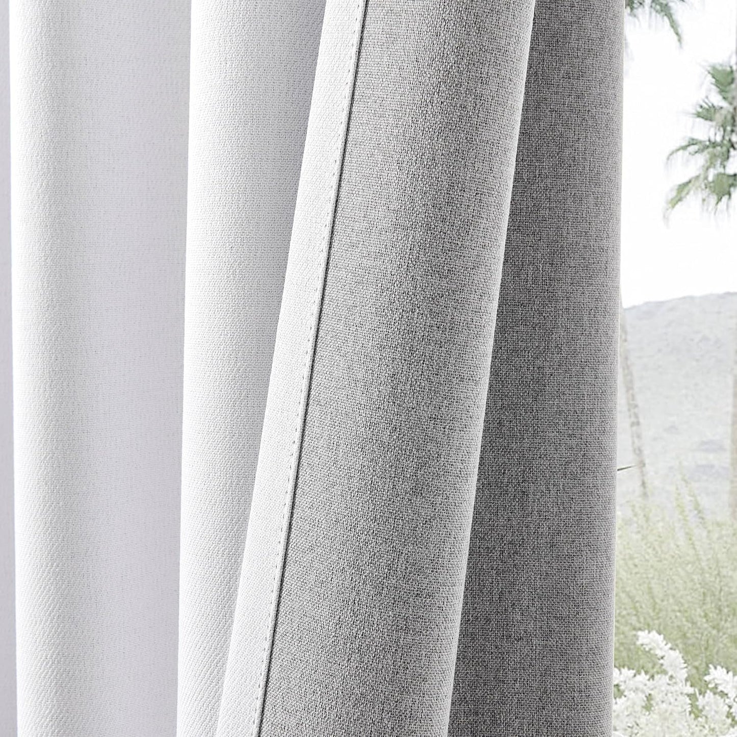 Joydeco Faux Linen Blackout Curtains for Bedroom,White Blackout Curtains 120 inches Long,100% Blackout Solid Thermal Insulated Window Drapes Luxury Decor for Living Room（W52xL120 Inch,White）
